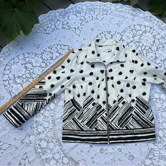 Erin London Stylish Black and White abstract print Women's Zip Jacket size XL - Picture 15 of 15